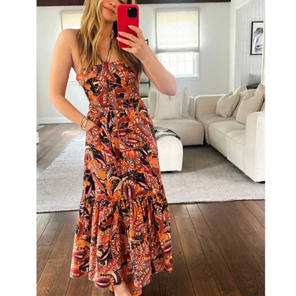 Revolve House of Harlow 1960 Paisley Floral Halter Maxi Dress